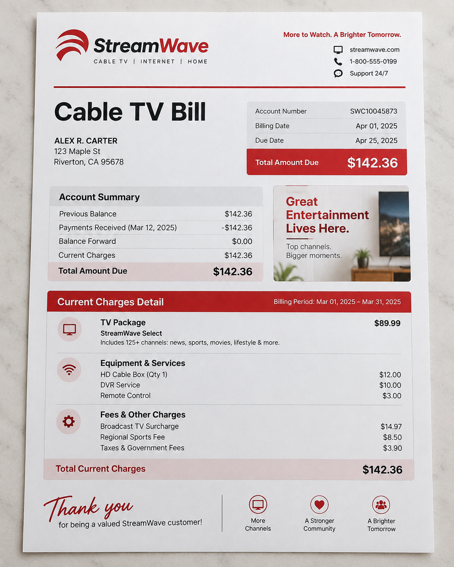 Cable TV Bill