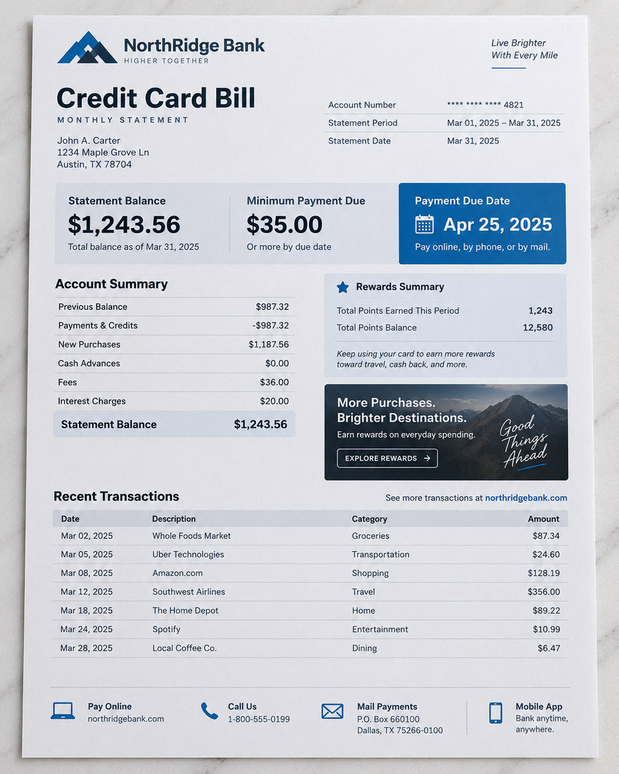 Credit Card Bill