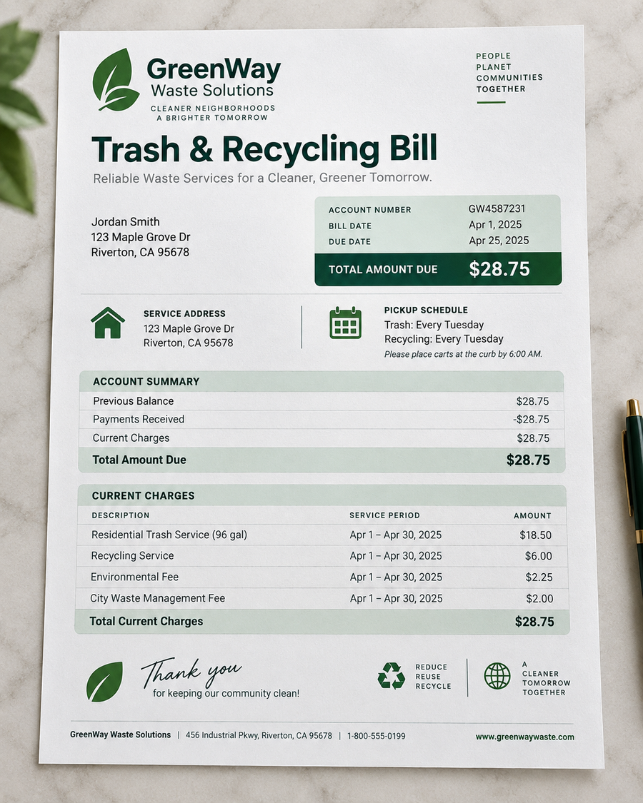Trash & Recycling Bill